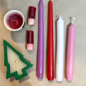 Vintage Lot of Tapered Candle Sticks and Christmas Candles Colors And Sizes